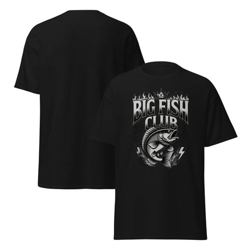 Big Fish Club graphic tee in black, front and back print - King of the Ocean fishing streetwear