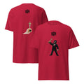 Prestige and Famous Trophy graphic tee in cardinal, masked award streetwear front and back print